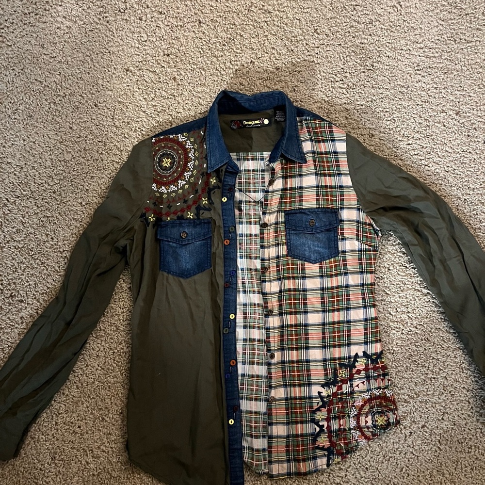Desigual Unique Women’s Embroidered Patterned Button-Up Shirt